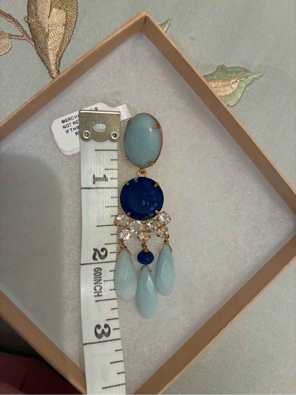 Bounkit Semi-Precious Blue & Light Aqua Transformable Drop Statement Earrings - Picture 5 of 8